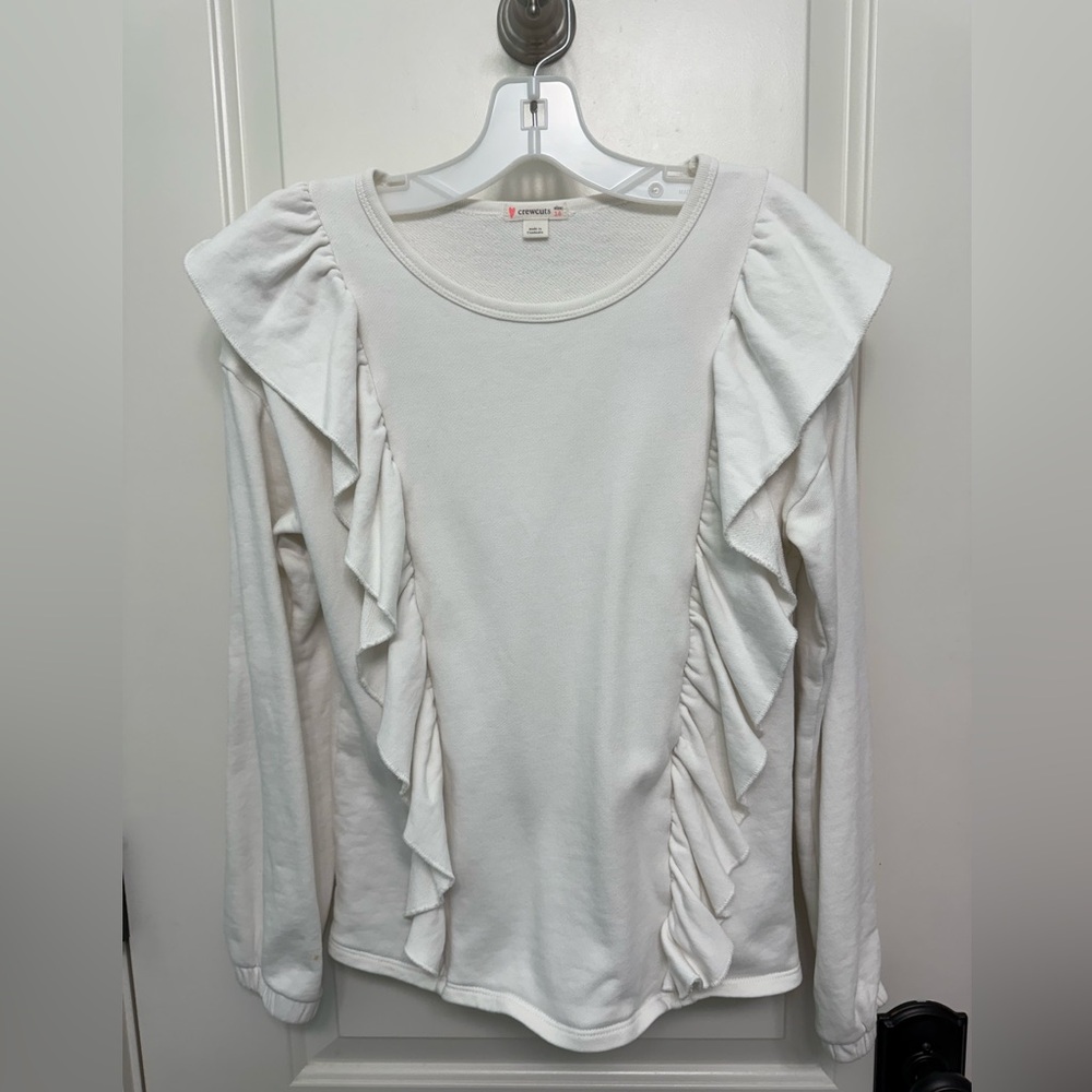 Crewcuts Ivory Ruffle Sweatshirt for Kids